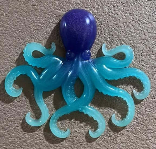 Octopus Wall Art: Purple, Turquoise, Green- Glow Green