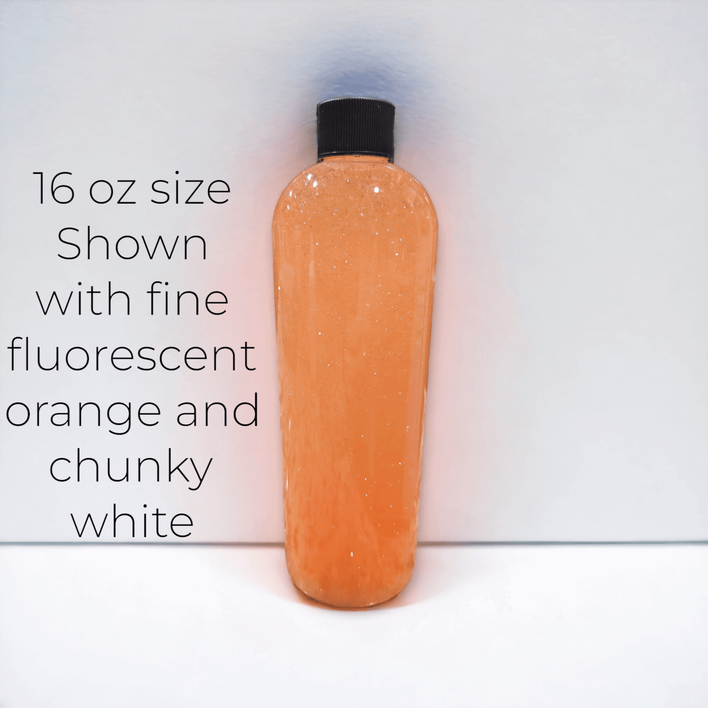 16 oz glitter bottle with orange glitter