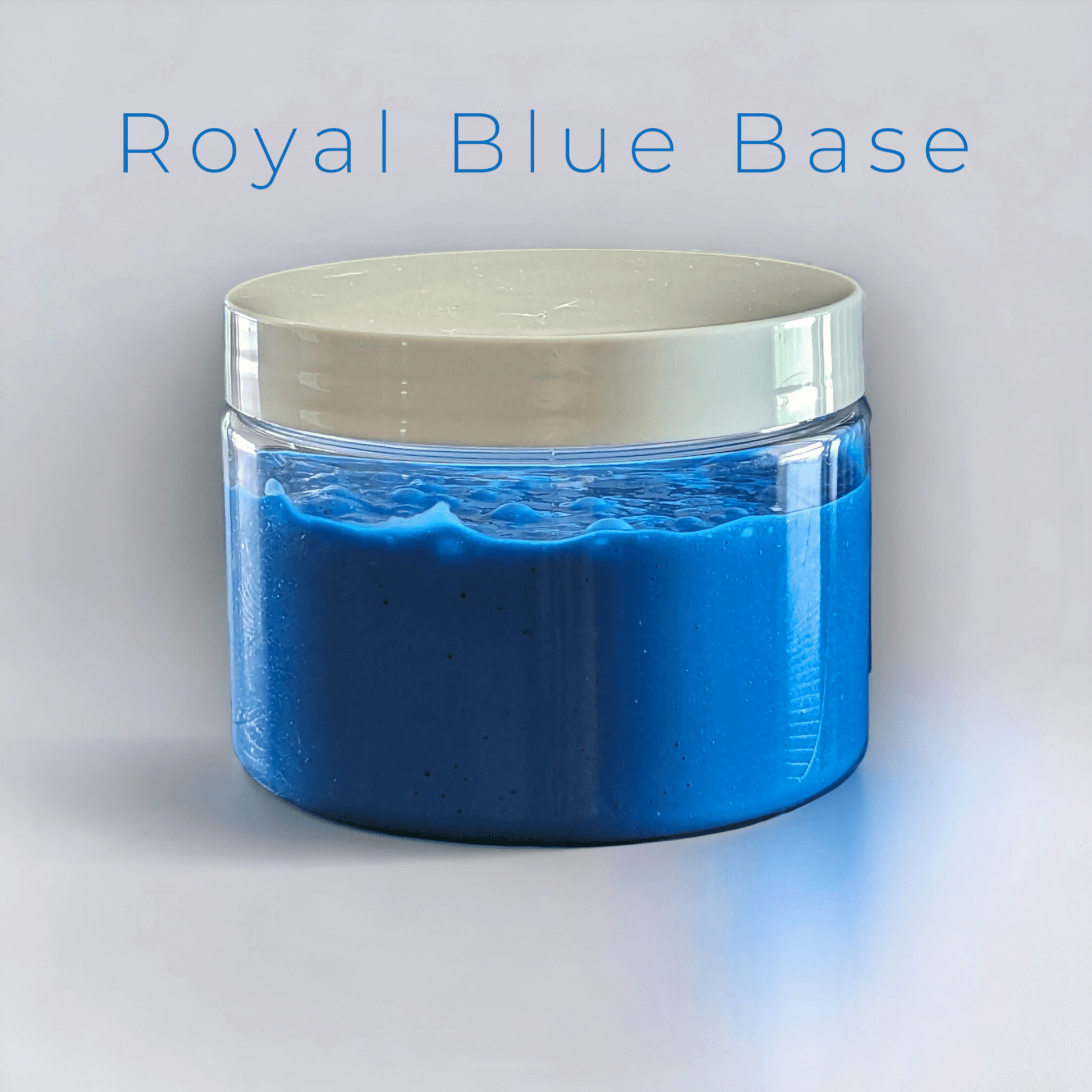 Royal blue slime in a 12 oz jar