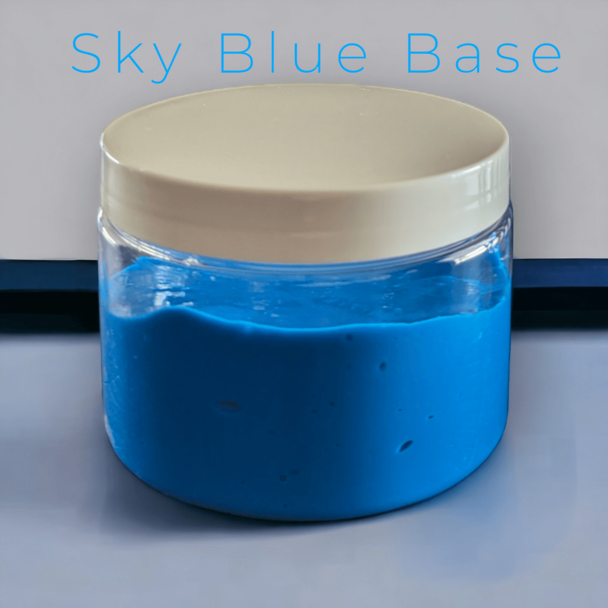 sky blue slime in a 12 oz jar